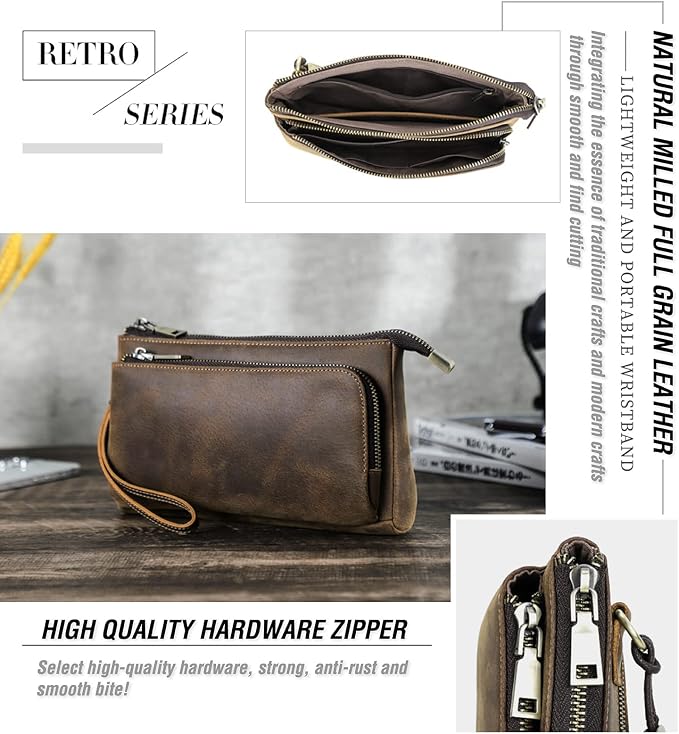 Electronic Organizer Zipper Bag Tech Kit, Top Grain Leather Handmade, Portable - Image 6