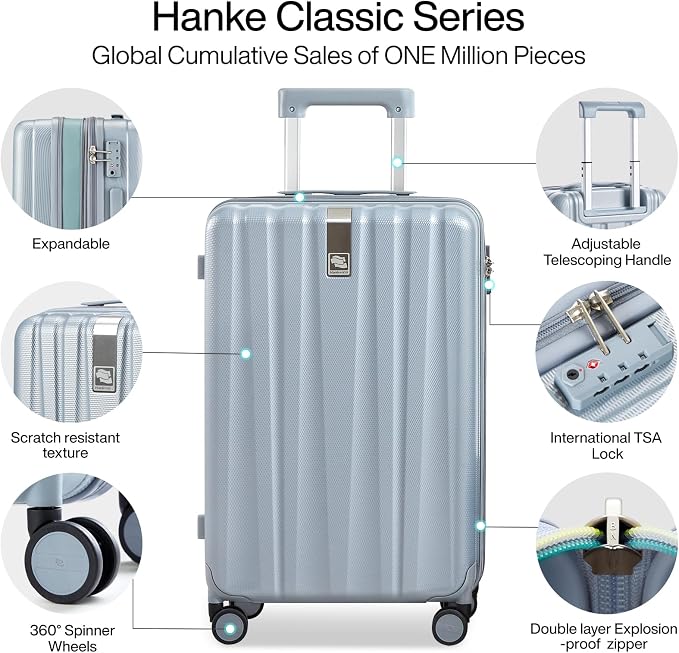 Hanke 20 Inch Expandable Carry on Luggage 22x14x9 Airline Approved Lightweight - Image 5