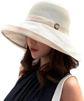 Women Wide Brim Sun Hats Metal Wired Edge Summer UV Protection Beach Fishing Hat by HUAMULAN