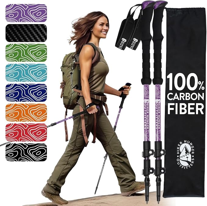 100% Carbon Fiber Trekking Poles by USA Brand by HikerHungerOutfitters