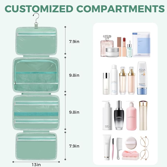 Toiletry Bag For women, Portable Hanging Organizer, 4 Leakproof Compartment for - Image 2