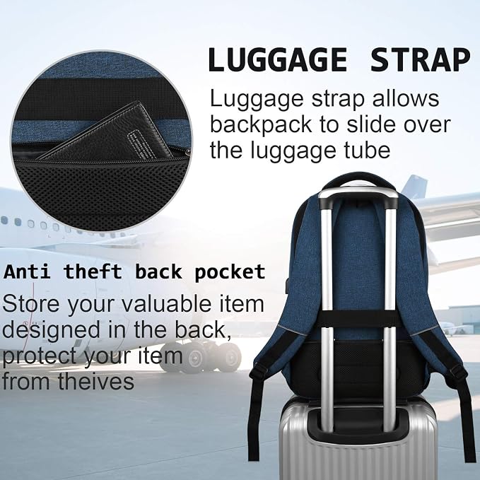 17 Inch Laptop Backpack, Business Anti Theft Slim Durable Laptops Backpack - Image 6
