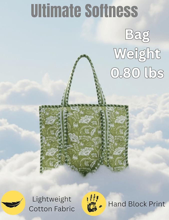 Cotton Quilted Tote Bag for Women – Large Beach & Travel Tote - Image 3