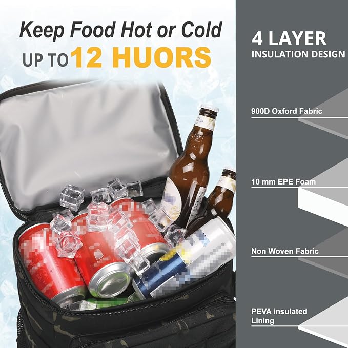 Tactical Backpack Cooler, Soft Lightweight Leakproof Cooler Backpack, Insulated - Image 3