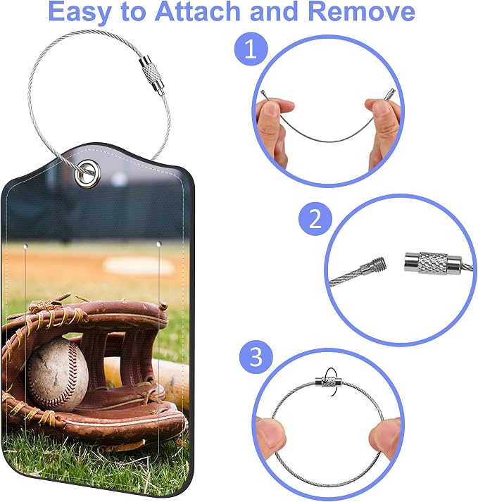2 Pack Luggage Tag for Suitcase Old Baseball and Glove on Baseball Grand - Image 4