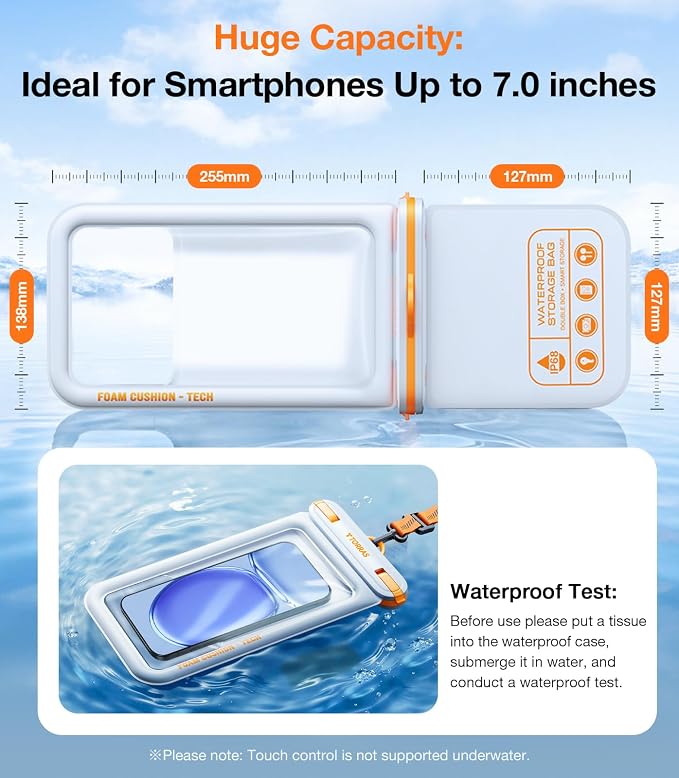 TORRAS IP68 Waterproof Phone Pouch Double Space, Floating Waterproof Phone Case - Image 7