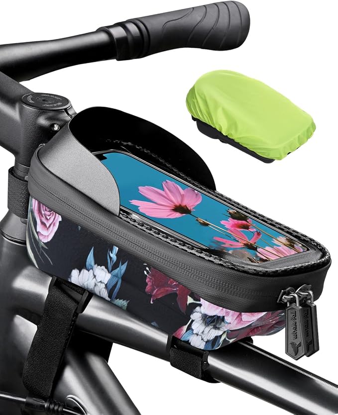 whale fall Hard Casing Floral Bike Bag, Never Deform/Waterproof, Bike Phone by whalefall
