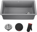 KRAUS Forteza 32-inch Undermount Single Bowl Granite Kitchen Sink in Grey by KRAUS