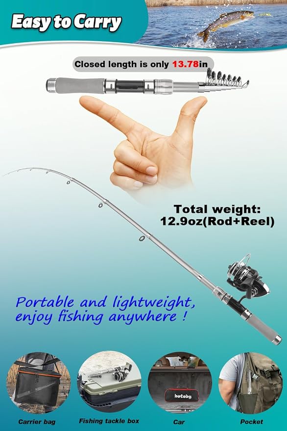 Fishing Pole Combo Set, Carbon Fiber Telescopic Fishing Rod Kit - Image 4