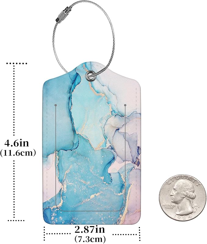 2 Pcs Luggage Tags for Suitcase, Cute Unique PU Leather Travel Bag Tag - Image 2