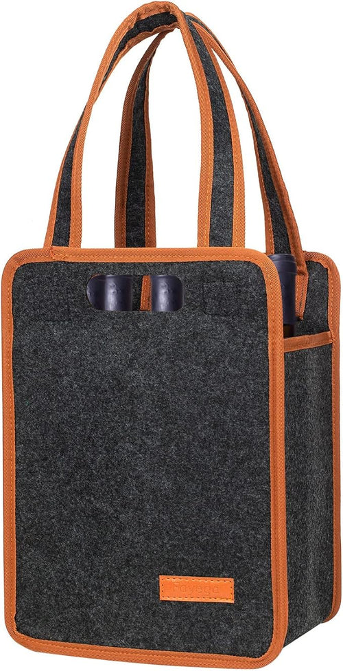 6 Bottle Wine Tote Bag, Insulated Thermal Padded Wine Carrier Tote, Reusable by Foyego
