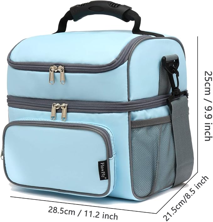 FlowFly Double Layer Cooler Insulated Lunch Bag Adult Lunch Box Large Tote Bag - Image 4