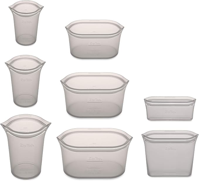 Zip Top Reusable Food Storage Bags | Full Set of 8 | Silicone Meal Prep - Image 2