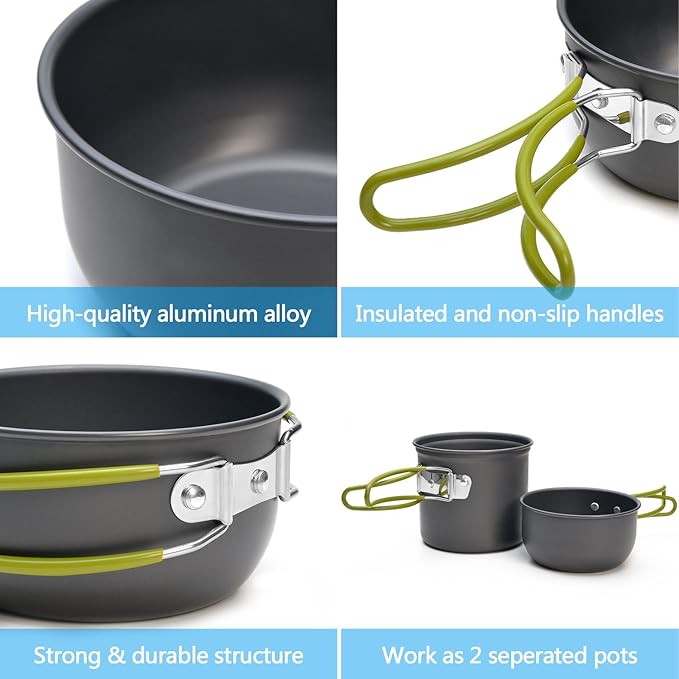 Odoland Camping Cookware Stove Carabiner Canister Stand Tripod and Stainless - Image 3