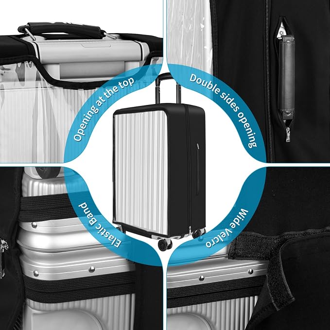 Yotako Upgraded Double Zippered Transparent PVC Suitcase Cover, No Disassembly - Image 5