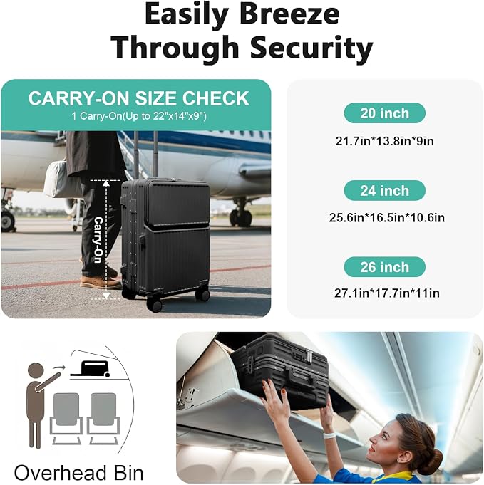 Hard Shell Luggage 24 Inch Travel Luggage, Carry-On Luggage Spinner TSA - Image 6