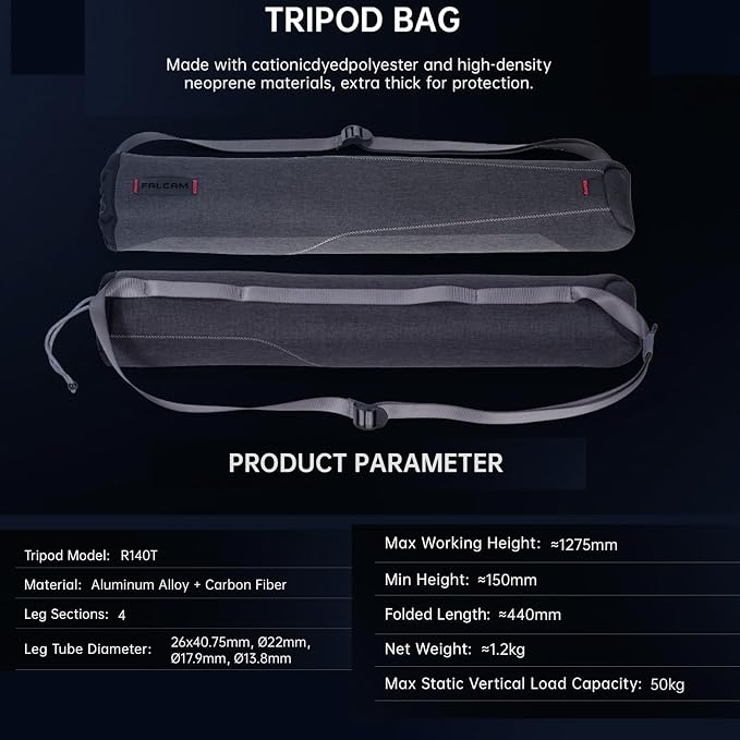 FALCAM TreeRoot F38 Quick Lock Camera Carbon Fiber Travel Tripod Max Payload - Image 9