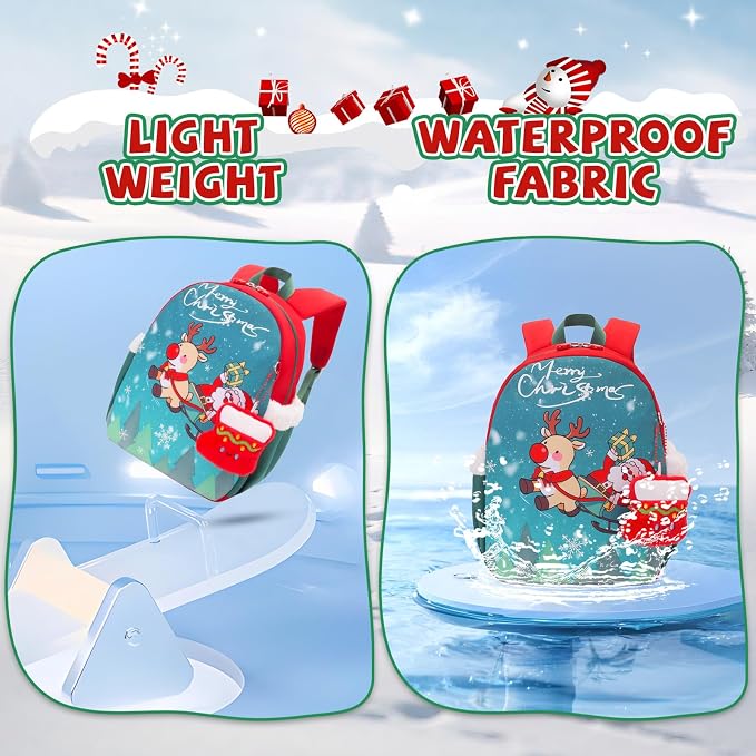 SUN EIGHT Kids Christmas Backpack – Glow in the Dark Santa & Reindeer Design - Image 7