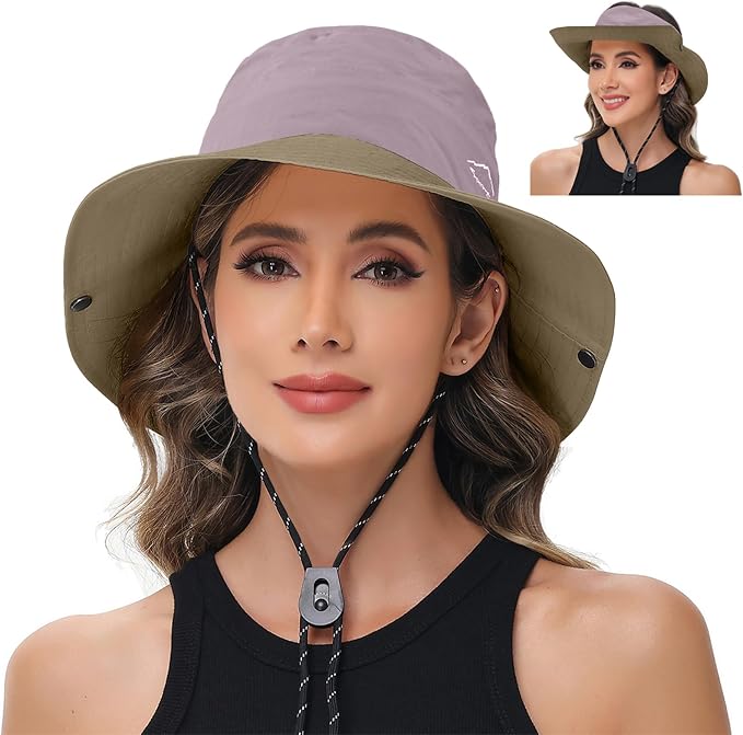 Sun Hats for Women Bucket Hat UV Protection Fishing Hat Wide Brim Safari Hats 2 by ZOORON