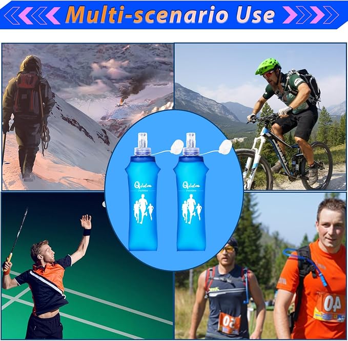 Qidoe 2 Pack Running Vest Soft Flask, 17oz/500ml BPA-Free TPU Collapsible Soft - Image 7