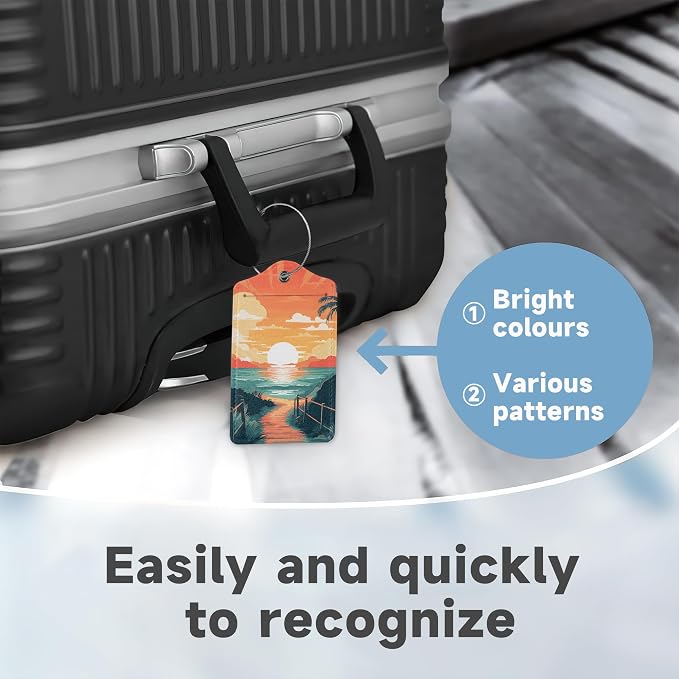 Sunset Beach Summer Luggage Tags, 2 Pack Travel Cruise Tags - Image 4