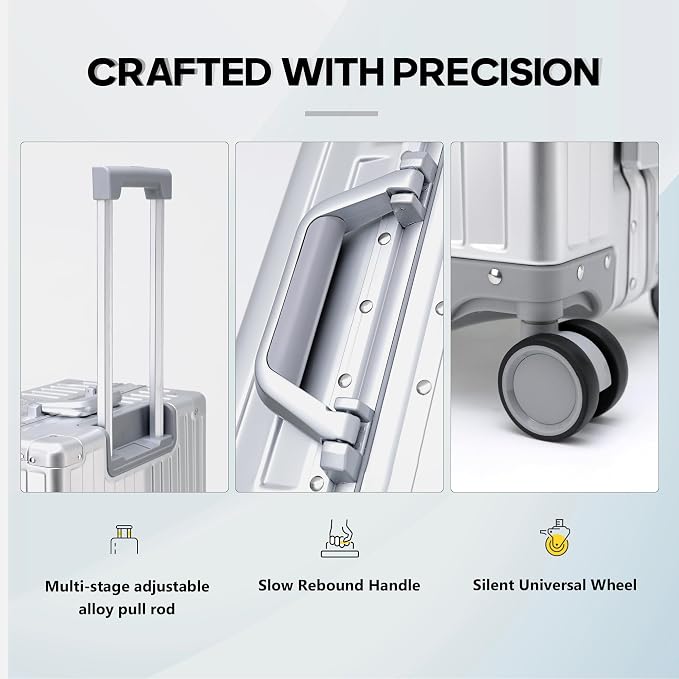 YYW Aluminum Carry-On Luggage Airline Approved Lightweight Suitcase - Image 5