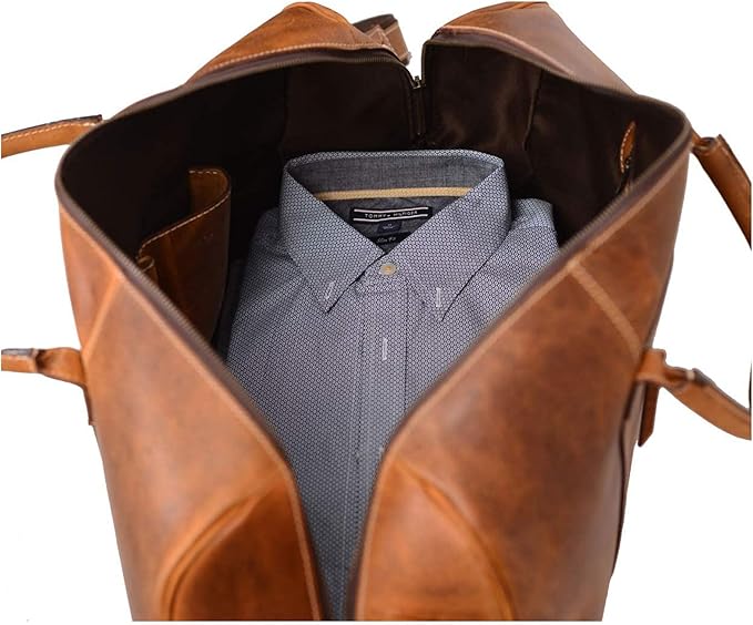 KomalC Leather Duffel Bags for Men and Women Full Grain Leather Travel - Image 3
