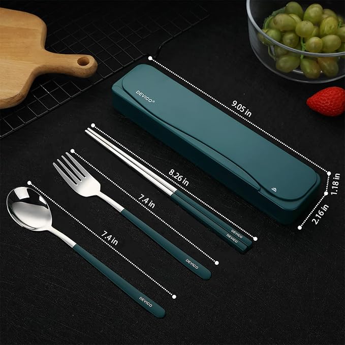 DEVICO Travel Utensils, 18/8 Stainless Steel Portable Reusable Camping - Image 2