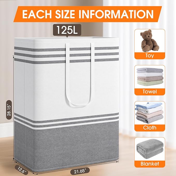 2 Pack Large Home Laundry Basket, Laundry Hamper, Freestanding Waterproof Dirty - Image 2