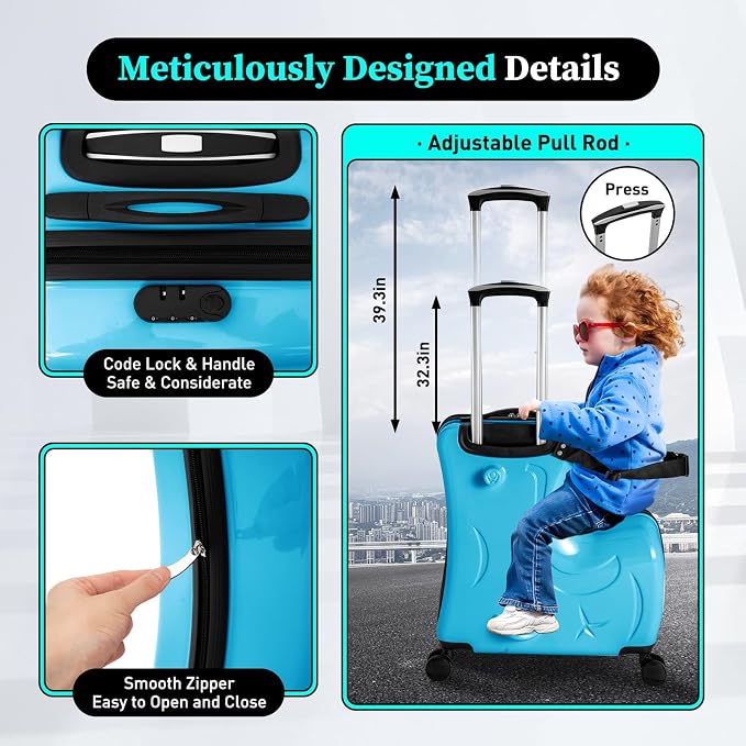 20 Inch Children's Ride On Trolley, Toddler Luggage Seat Ride - Image 7