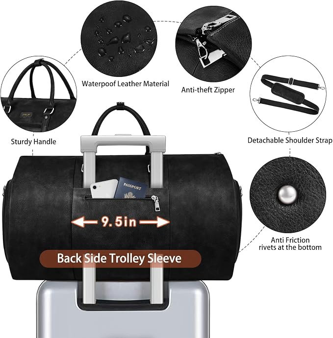 Garment Bag for Travel, Convertible Carry on Garment Duffel Bag for Men 3Pcs - Image 5