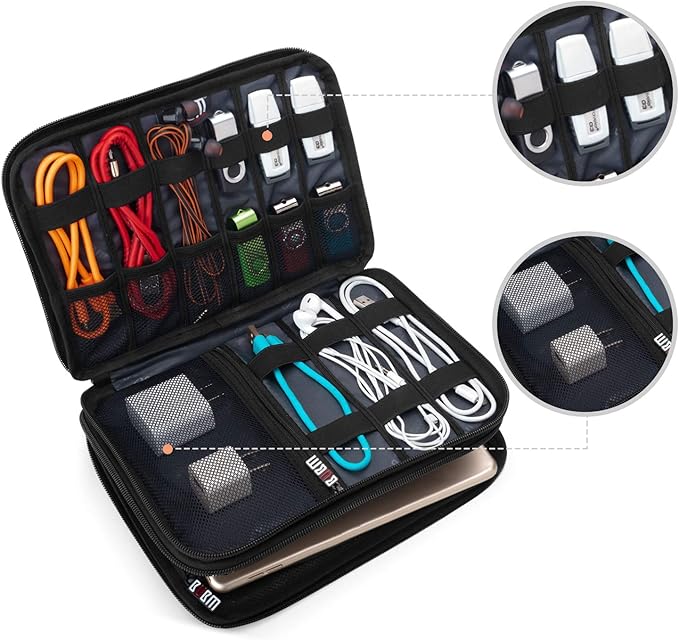 BUBM Double Layer Electronic Accessories Organizer, Travel Gear Bag - Image 2