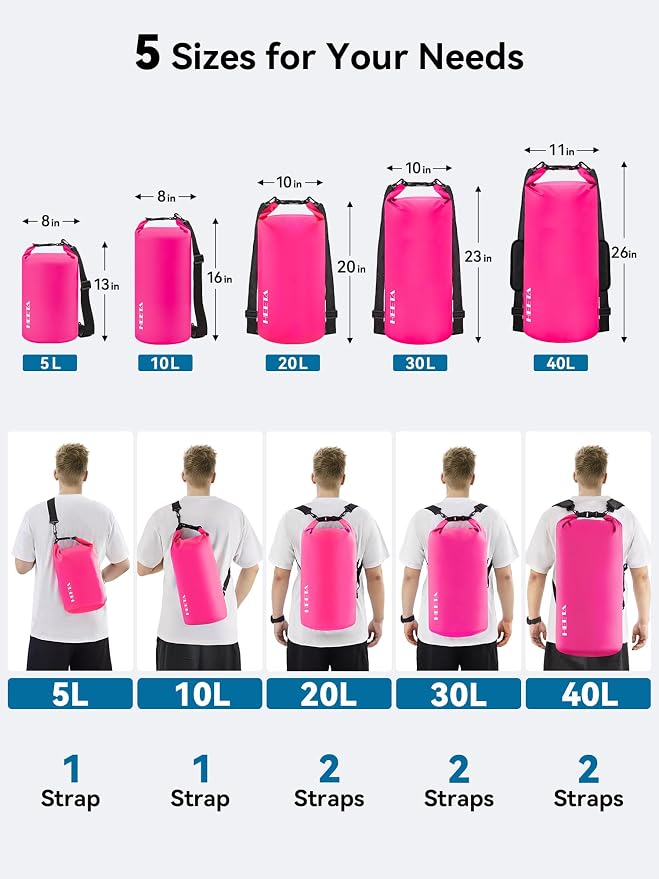 HEETA Waterproof Dry Bag for Women Men 5L/10L/20L/30L/40L Roll Top Lightweight - Image 2