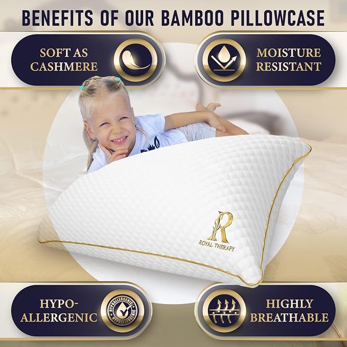 Royal Therapy 4-Pack King Memory Foam Pillow, Adjustable Shredded Pillow - Image 6