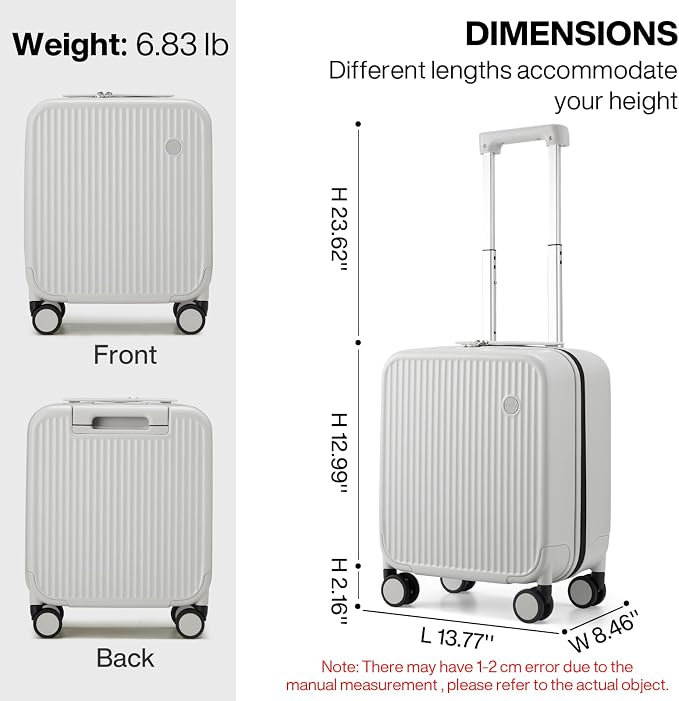 mixi Underseat Carry on Luggage 16 Inch Hardshell PC Suitcase - Image 6