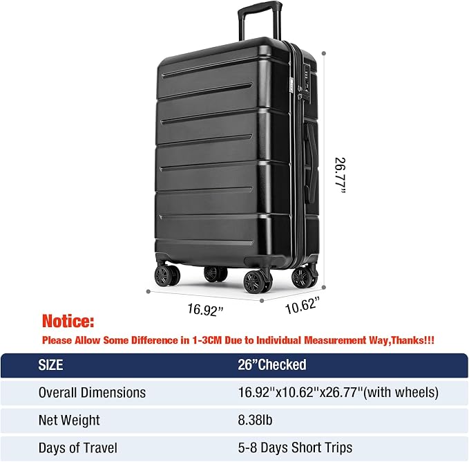 KYME 26 Inch Luggage TSA Approved Hardshell 26" Suitcases - Image 7