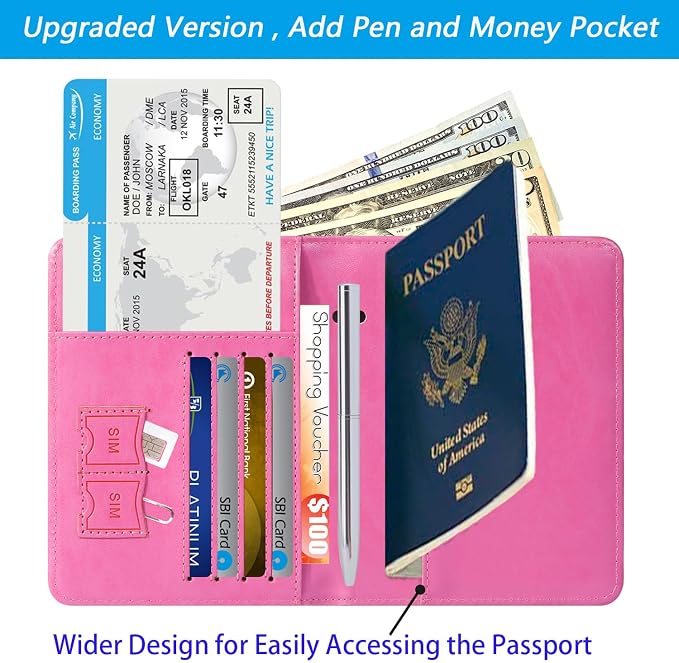 Passport Holder With Luggage Tag Travel Essentials Passport Cover Wallet RFID - Image 4