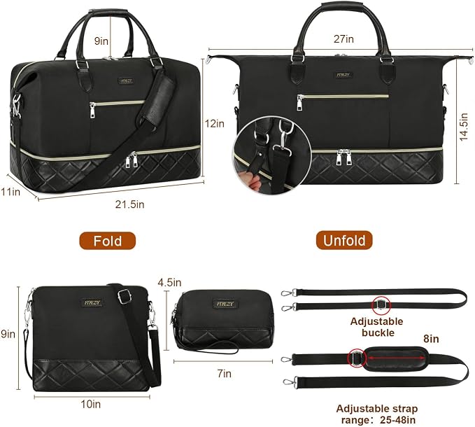 Weekender Bag for Women, Travel Duffel Bag Carry On Overnight Bag - Image 6