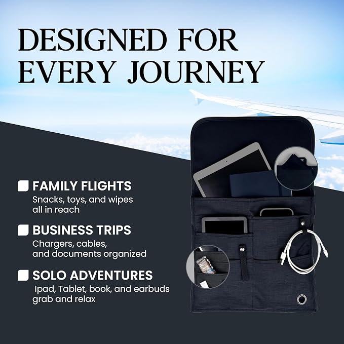 SO~MINE Airplane Pocket Organizer | Tray Table Cover | In Flight Seat Back - Image 4