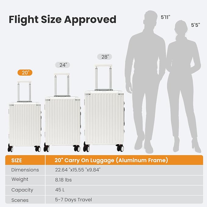 Carry On Luggage 22x14x9 Airline Approved, Zipperless Luggage Carry On - Image 8