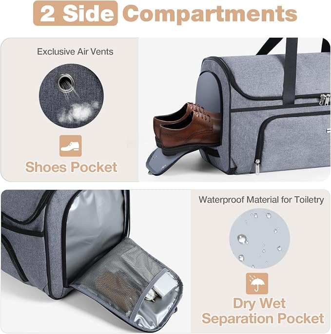 Garment Bags with Wheels, Garment Convertible Weekender Bags, Large Garment Bags - Image 3