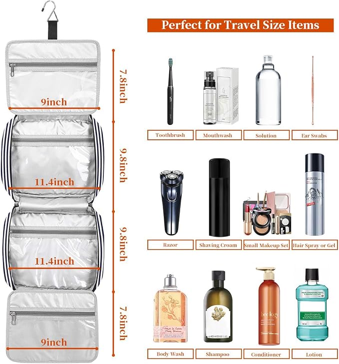 Hanging Travel Toiletry Bag, Large Capacity Cosmetic Travel Toiletry Organizer - Image 3