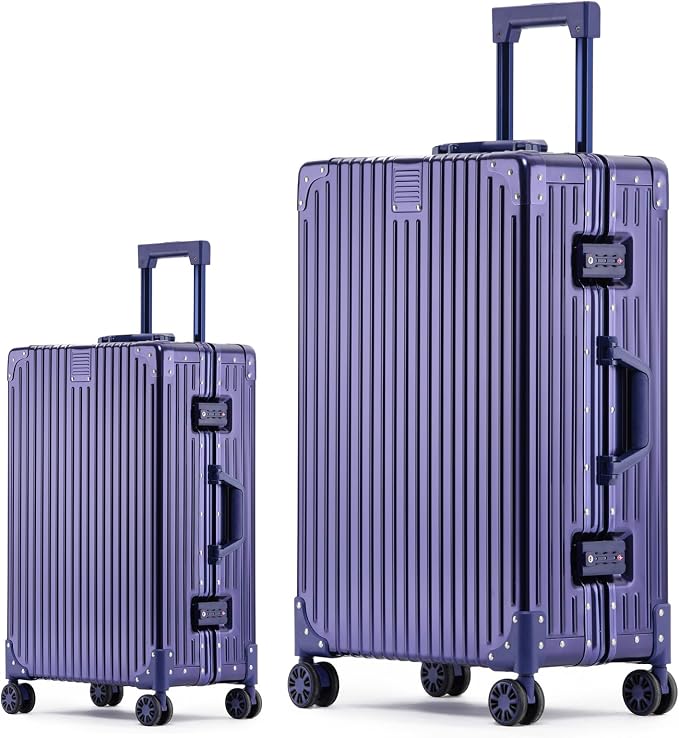 Metal All Aluminum Carry-on Luggage TSA Customs Lock Zipperless Silent Rotary by XZSP+AISU