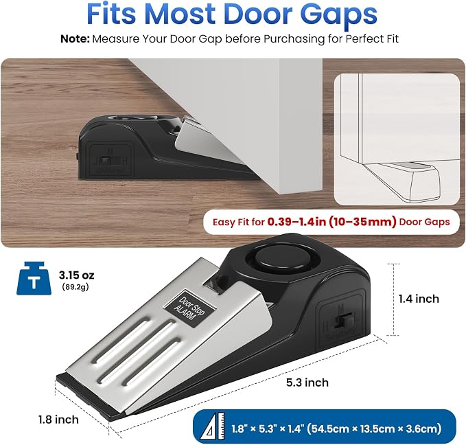 HOSOM Door Stop Alarm for Home & Travel Safety, 120dB Loud Siren Door Stoppers - Image 2