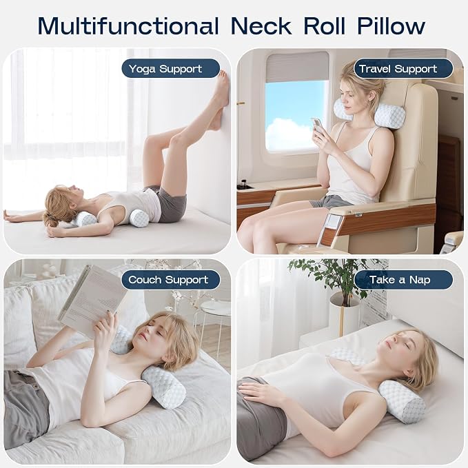 Neck Roll Pillow, Memory Foam Neck Support Pillows, Round Neck Pillows - Image 7
