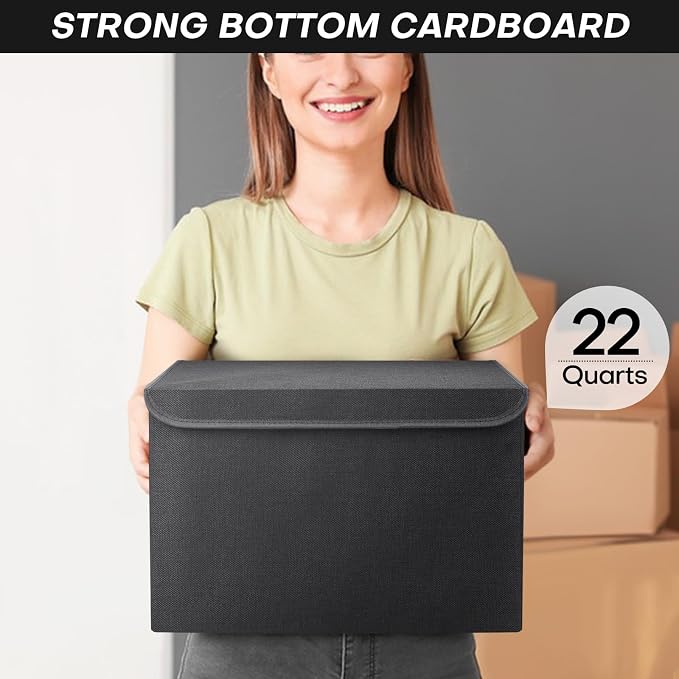 Large 22 Quart Linen Fabric Foldable Storage Bin Cube Organizer Basket - Image 6
