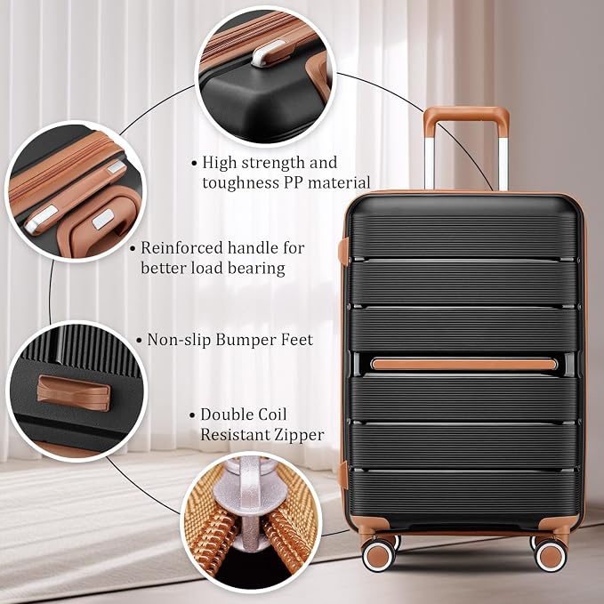 Campfun Luggage 4 Piece Sets, Expandable Carry On Luggage Set Hardshell PP - Image 7