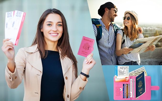 Airtag Passport Holder Cover Wallet RFID Blocking Leather Case Travel - Image 7