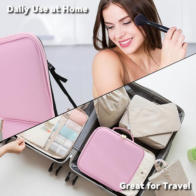 Travel Makeup Bag with LED Mirror and 10x magnifying glass with 3 Lighted - Image 6