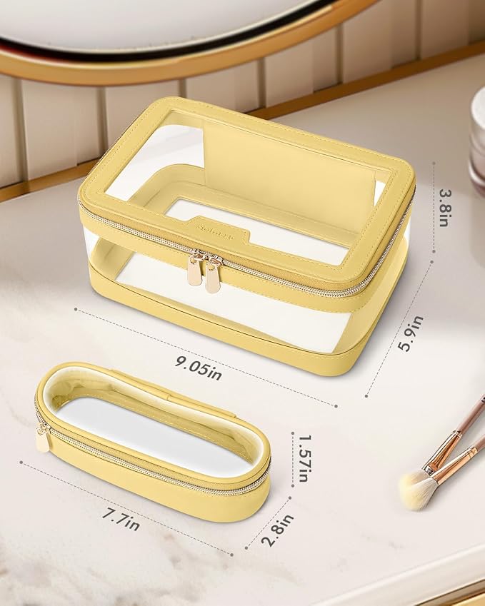Travel Clear Makeup Bag with Makeup Brush Bag, Leather Makeup Case Toiletry Bag - Image 5